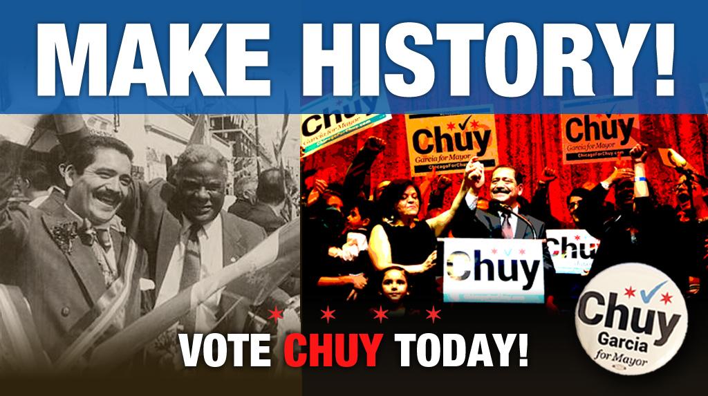 CTULocal1's tweet photo. Let's make history today! Vote for Chuy Garcia and all of CTU's endorsed candidates  http://t.co/79c16bbWIJ http://t.co/3bihzMyRal