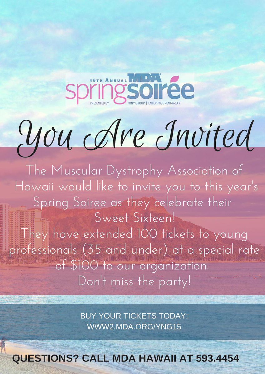 smchi's tweet photo. #SMCHI Members support @HawaiiMDA and receive a discount for the #MDASoiree. Celebrate their #Sweet16! http://t.co/Kea66R9eWD