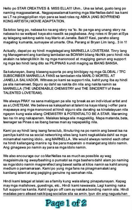 snoopyJHO's tweet photo. FROM THE BOTTOM OF OUR MARNELLA HEARTS 💚💚💚 

#MarNellaForABKA 

@StarCreativesTV @ellalarena http://t.co/sevqUly3QJ