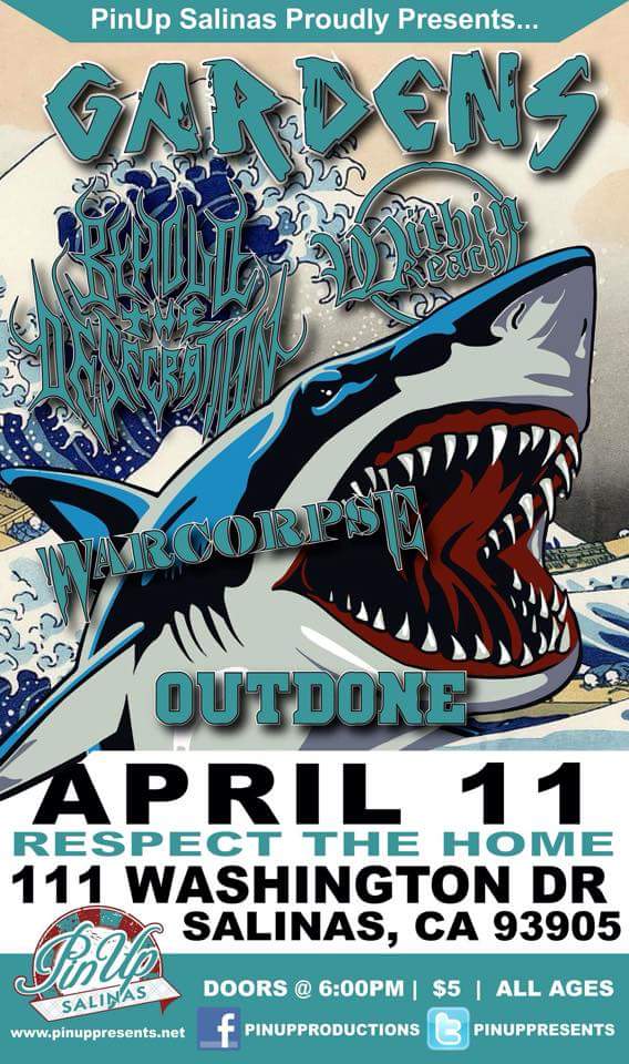raulgucci's tweet photo. This Saturday, come out early and catch Outdones set and get in the @gardens831 pit! Its now a house show and $5! http://t.co/fXXwrk4bHP