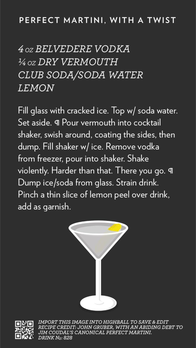 John Gruber on Twitter "Perfect Martini, With a Twist, created with