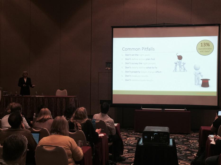MaritzCX's tweet photo. Don't try to boil the ocean with your #CX program. Operationalizing #VoC data with @camkarr from @Karvida #CXFusion http://t.co/9XW9rhl5Ng
