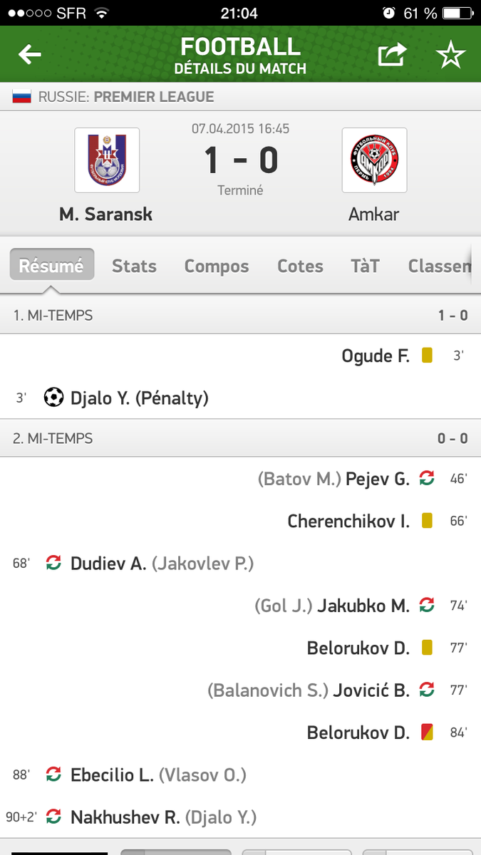 PartageParis's tweet image. Pour ce qui ont eu l'info notre premier pari passe tranquillement ‼️✔️
  ➡️ M. Saransk - Amkar ✅
  💸 Cote de 2,10