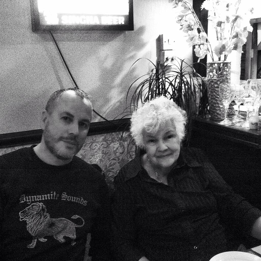 SimonDWalsh's tweet photo. Rocking my @heavenlyrecs #dynamitesounds jumper with A&amp;R Grandma http://t.co/TJXOV4FOFs