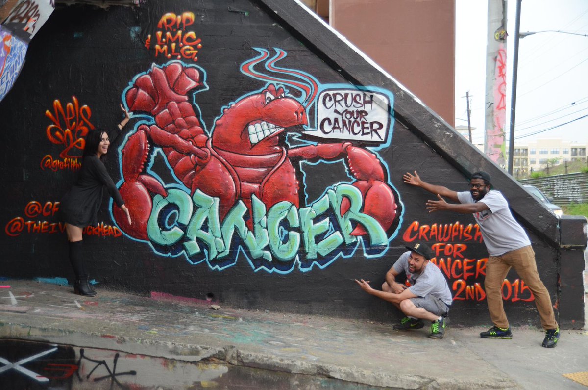 Crawfish4Cancer's tweet photo. Add this to your #ATL sightseeing list: #CrawfishForCancer mural by the legendary Nels Loks! Photo:Dylan York #cfcatl http://t.co/E7sjHmnYS7