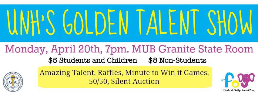 FoJFoundation's tweet photo. Looking forward to our 3rd annual Golden Talent Show hosted by our @FoJUNH Org!!! @UNHStudents @UNHWildcats http://t.co/ghfuCAKWtT