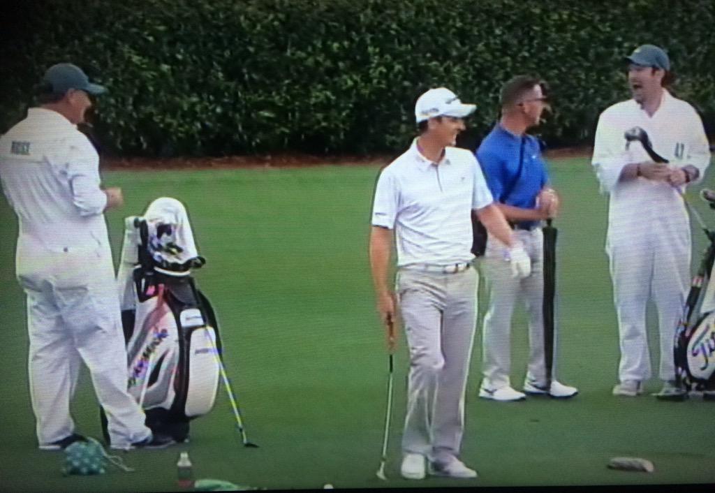 Justin Rose honing his wedge play on the range at the Masters