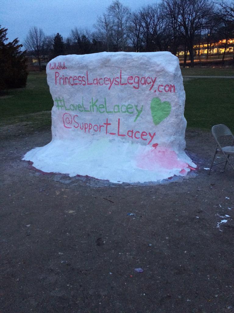Support_Lacey's tweet photo. Rock is painted! Everyone's welcome to stop by over the next few days to write a message for Lacey around the rock http://t.co/xr2fDU18jb