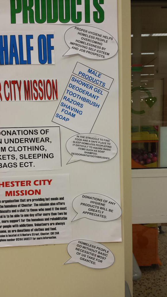NTuffs's tweet photo. @TescoChester supporting Chester City Mission and our local homeless population #TheHomelessPeriod http://t.co/fBmJJfisW8