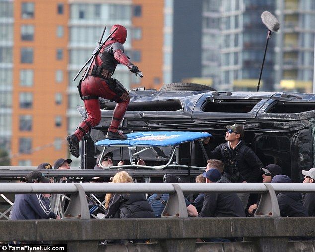 verge's tweet photo. Our first look at Ryan Reynolds' Deadpool with his mask off http://t.co/0GCNBmGbfC http://t.co/iDPyxWCHSo