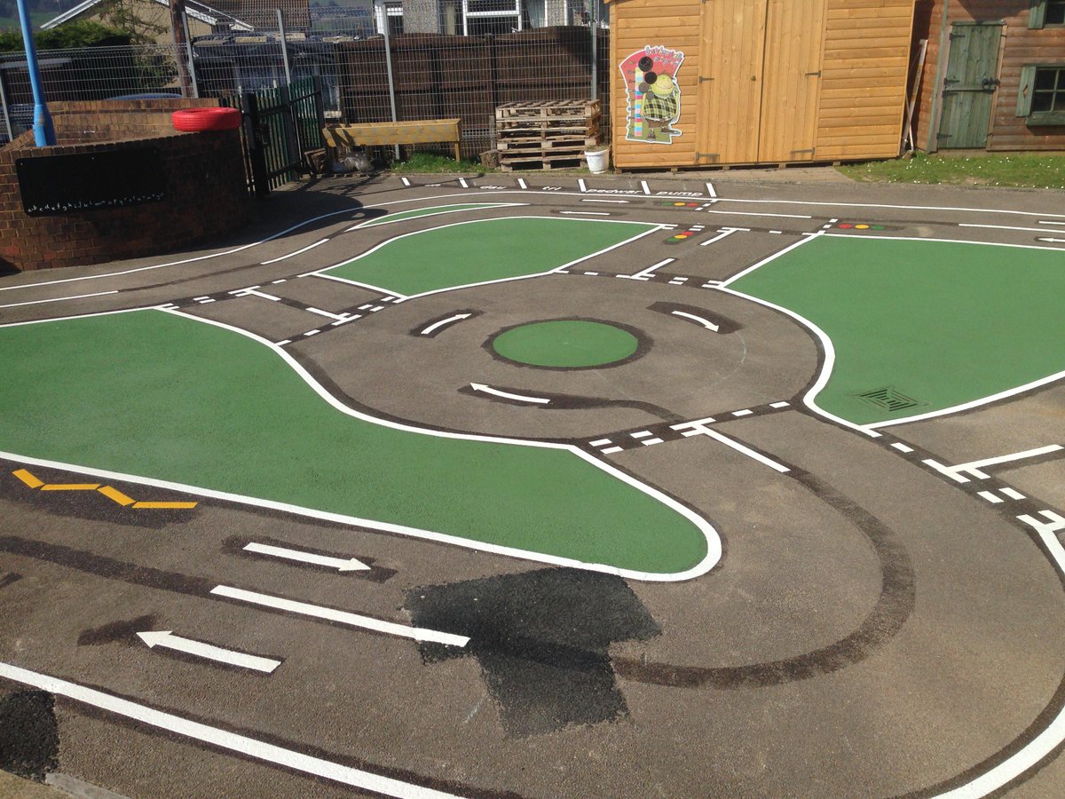 I wish when I was in school we had a bike trail like the one we installed in New Inn Primary today. Lucky Y1 &amp; Y2