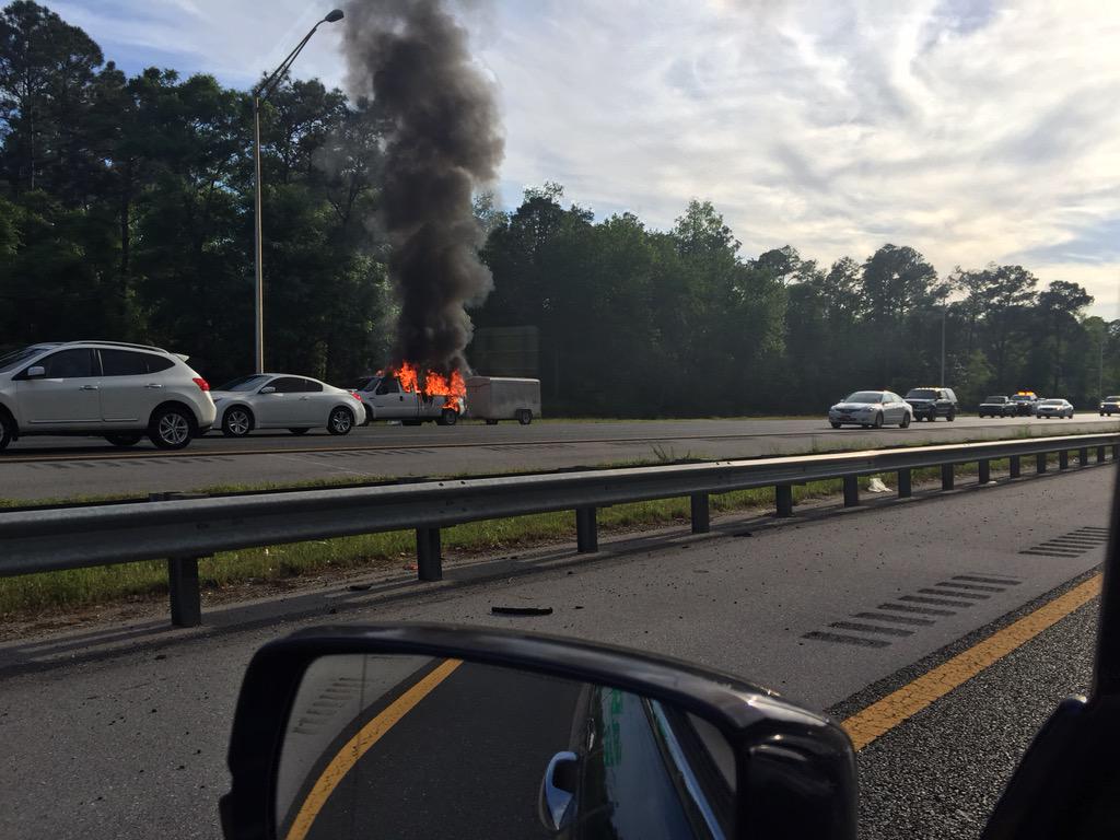 Bad traffic on I10. Fire on truck and trailer. Avoid traffic. #pnjnews