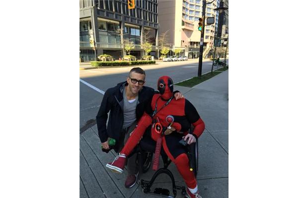 VancouverSun's tweet photo. Photos: @VancityReynolds and @deadpoolmovie action caught in #Vancouver. http://t.co/2nSdzv5STV http://t.co/RnlCJM96QT
