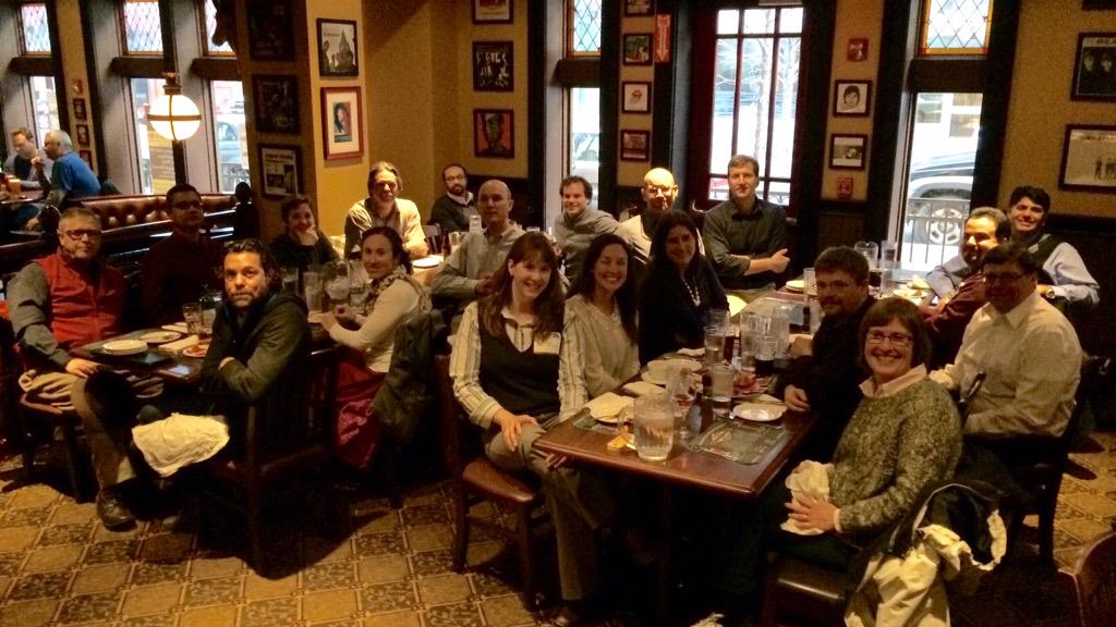 workinonthehwy's tweet photo. Half of the #ICNetNE dinner crew enjoying the British Beer Company http://t.co/g3iOpYlxWv