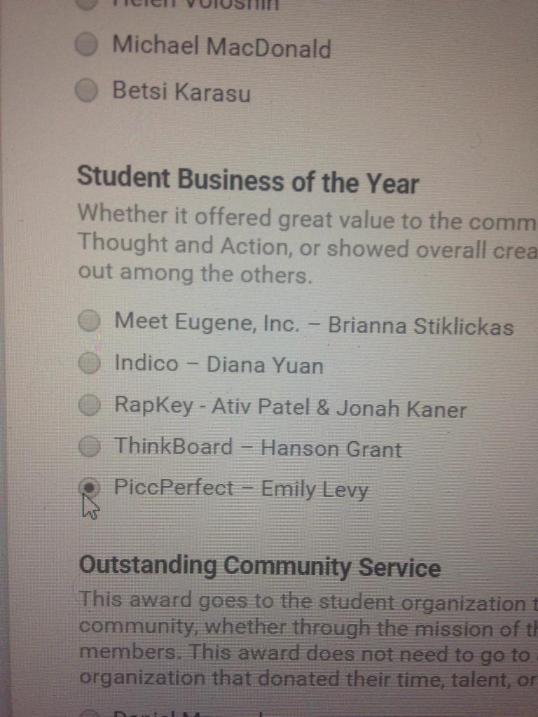 LiveMightyWell's tweet photo. Just put in my vote for Babson Business of the year π #babson #babsonsf #entrepreneurship #piccperfect http://t.co/DU0N4a4uKf
