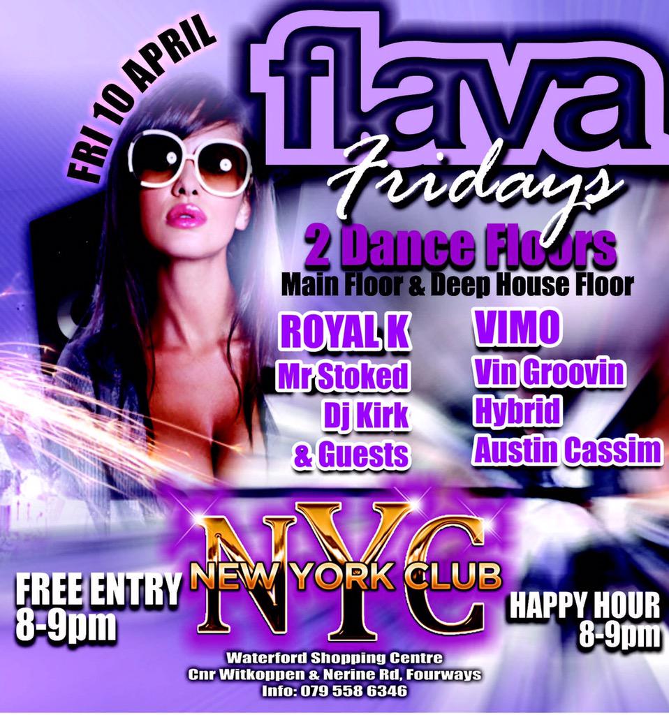 Where2PartyJhb's tweet photo. TONIGHT @NewYorkClubSA #DontMissOut #FlavaFriday FT @DjRoyalK @DjMr_Stoked @DJKirk_SA @VinGroovin @djvimo @Hybrid_Djs http://t.co/2OETOsPbUX