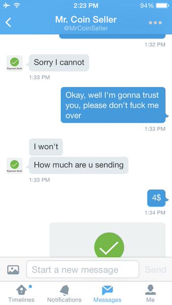 EAScammerFinder's tweet photo. @MrCoinSeller scammed @DavidMunitz out of $4 #MaddenMobileScam (3/4) http://t.co/pQFnXpZRhd