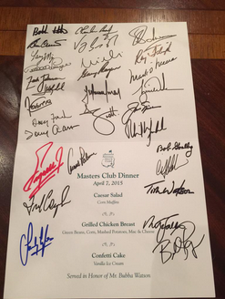 GolfDigest's tweet photo. Bubba served Ceasar salad and chicken at the Champions Dinner. Here are the strangest dinners: http://t.co/h9XeUMs0jL http://t.co/2nBkq2czx1