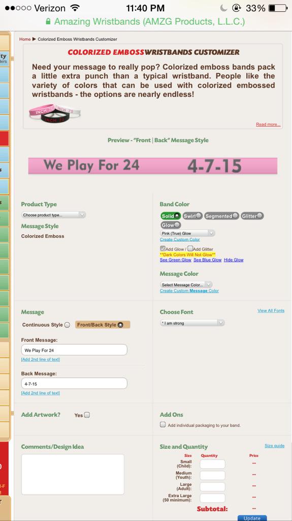 Making wristbands for Madison. The pink strip is what it's going to look like. Let me know if you want one.