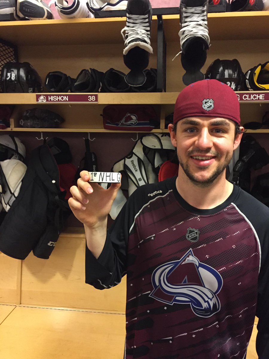 Avalanche's tweet photo. What’s better than a pic of a guy with the puck he scored his first @NHL goal with? http://t.co/RTDVM16v35