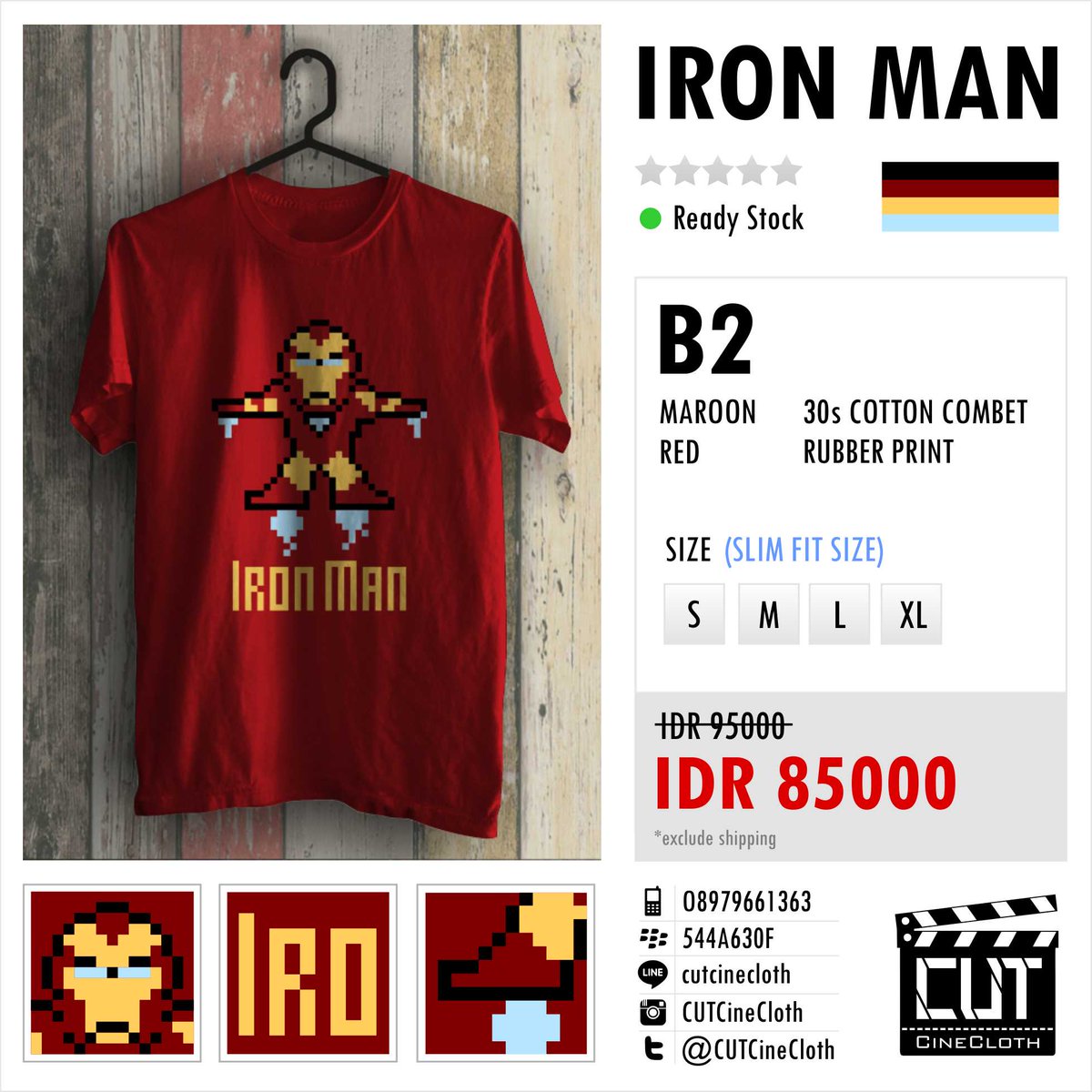 CUTCineCloth's tweet photo. Ready Stock | IRON MAN | Harga Promo 85K  #ironman #CUTSEASON2 http://t.co/Hy1MeMf7XK