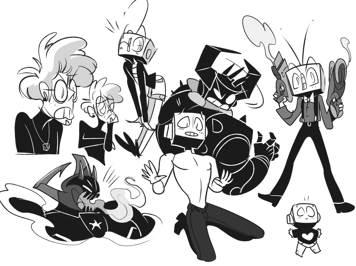 DontWorryTeri's tweet photo. in order to get the hang of not forgetting how to draw the cast, i doodle this kind of nonsense http://t.co/Q2pfxHzOdl
