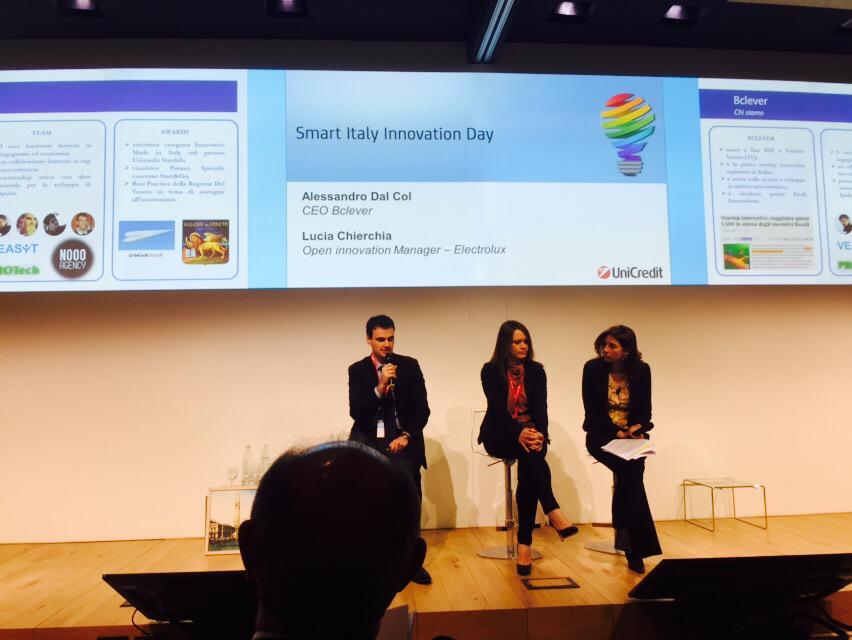 GiusyStanziola's tweet photo. #UniCreditStartLab #SmartItaly ora la parola a #bclever con Alessandro Dal Col e @LuciaChierchia http://t.co/34xR9RB5LC