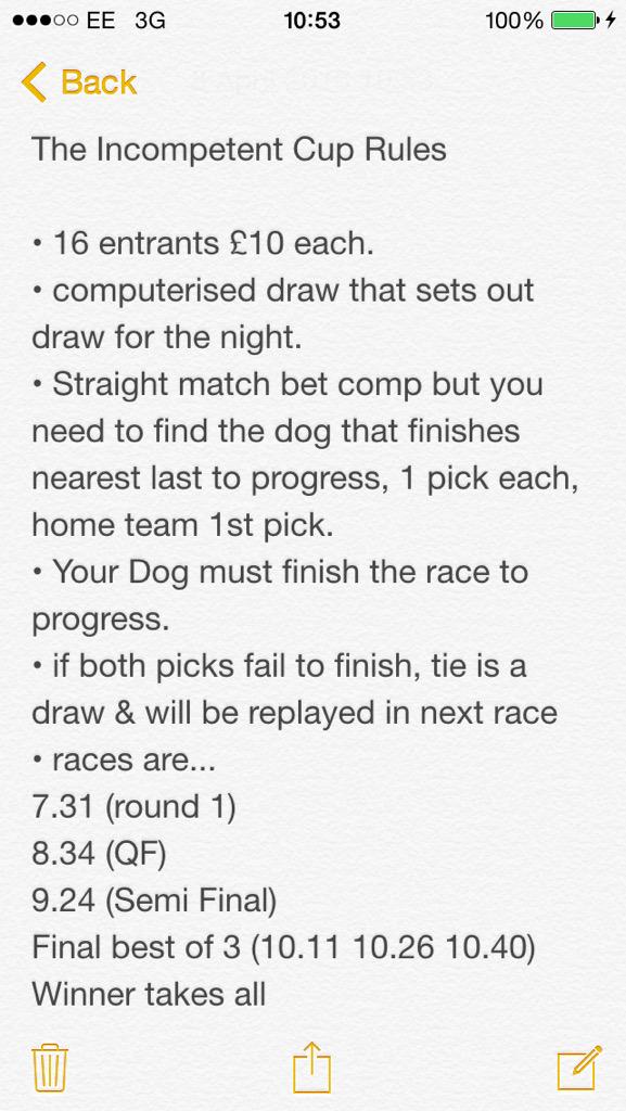 Ramma_____'s tweet photo. The #IncompetentCup rules - each competitor is allowed 1 question each, any question thereafter costs £40 http://t.co/HR7wq1ZIPG