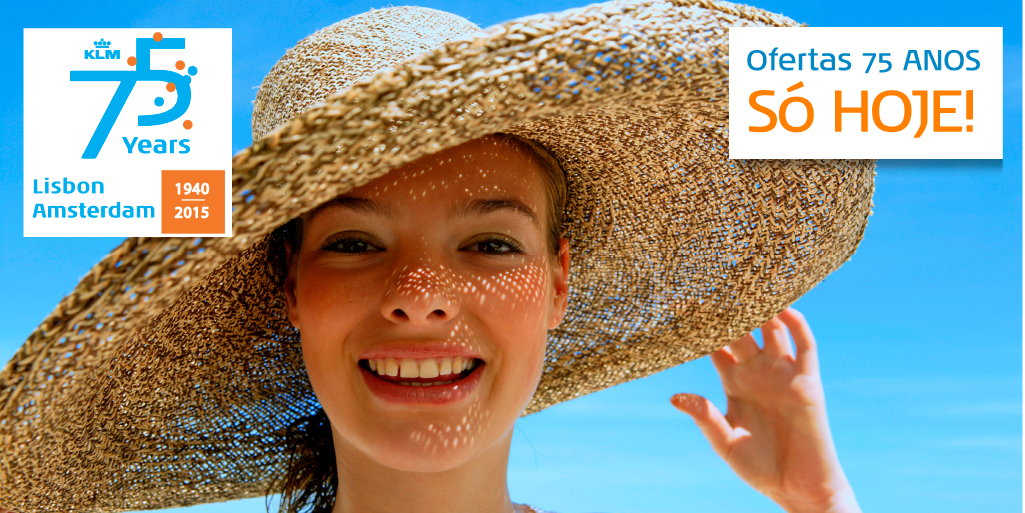 klm_pt's tweet photo. Super Ofertas 75 ANOS: #Amesterdão por €75 e #Brasil por €475 (i/v preço final). Reserve já! http://t.co/OBkoY4SGxX http://t.co/CHt4RpRVEt