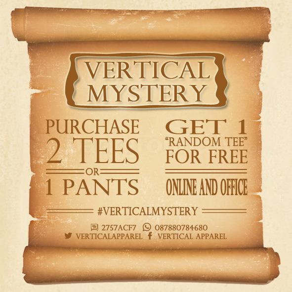 VERTICALapparel's tweet photo. SPESIAL PROMO!! Setiap kalian belanja 2 tees atau 1 celana panjang, dapatkan 1 tees gratis!! #VERTICALMYSTERY http://t.co/OPjvczxnPh