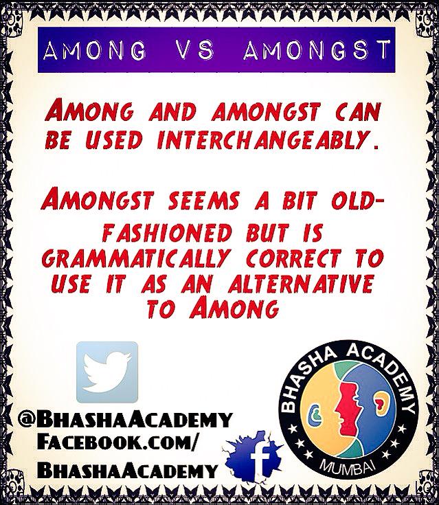 bhasha academy on twitter among vs amongst englishexercises