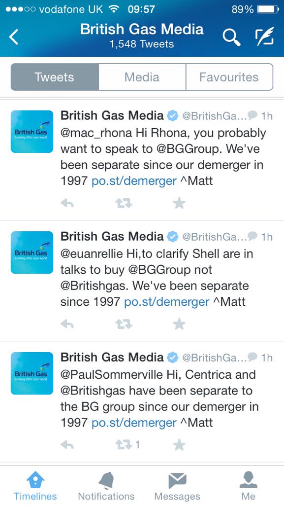 British Gas having a busy morning not being taken over by Shell.