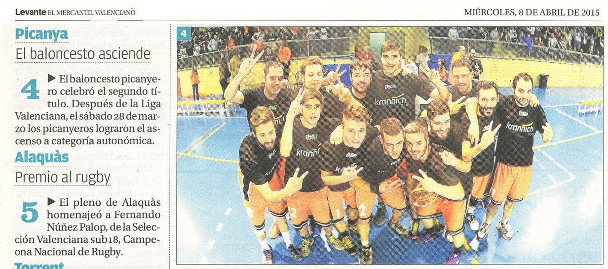 picanyabasquet's tweet photo. Hui, l'èxit dels nostres sènior al diari @levante_emv . Molt agraïts! http://t.co/giTvU21Bvt