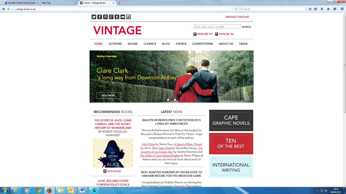 RandomPR's tweet image. ooo! A lovely banner for @claresclark on the @vintagebooks homepage today vintage-books.co.uk