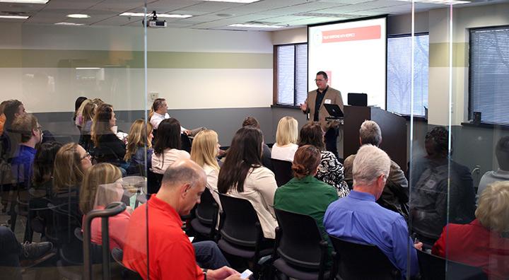 Bryann Herrman speaks before a packed house here at Zillner this morning for <a href="/aafkc/">Aafkc</a> "Wednesday Accelerations"