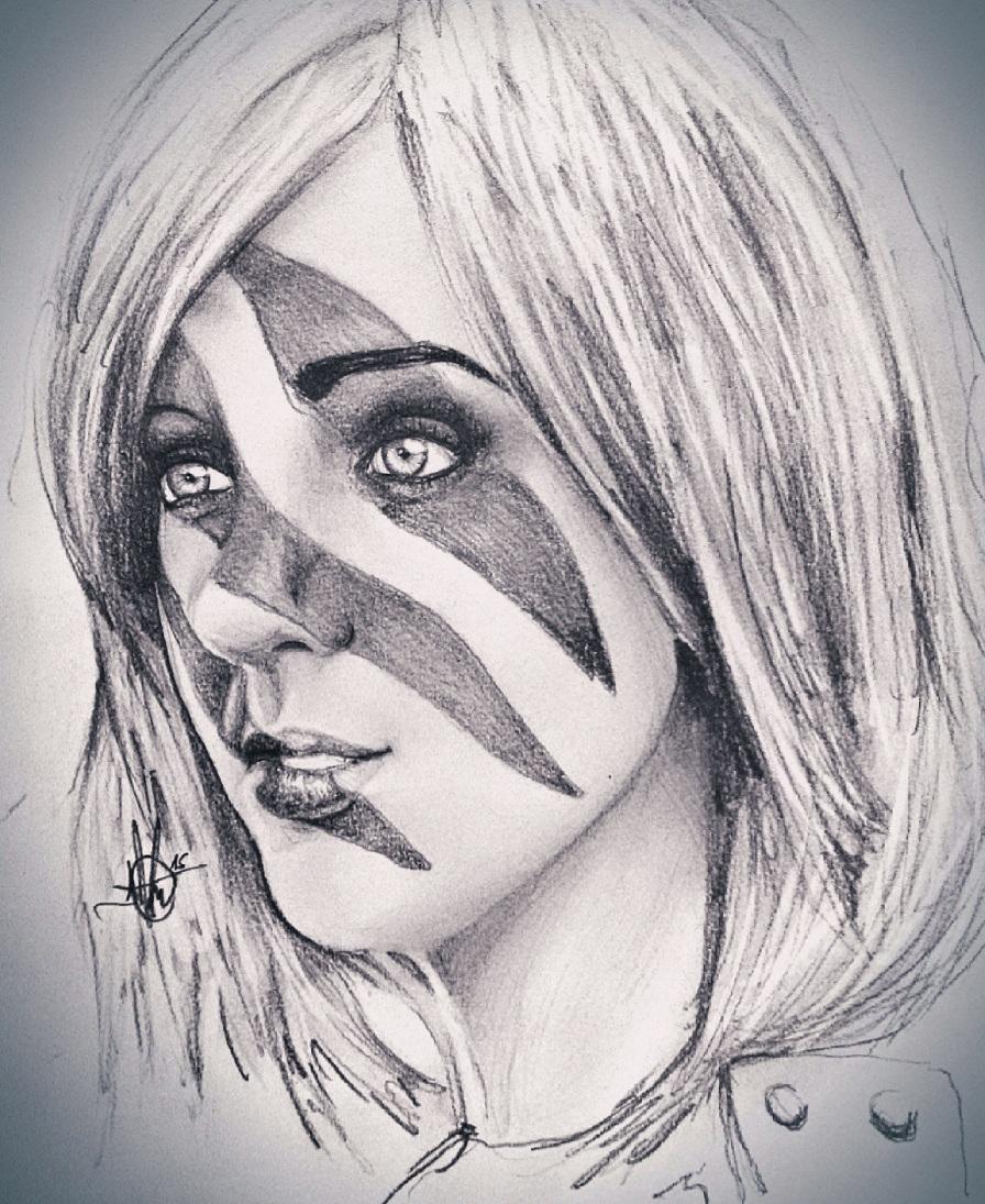 Azidoh's tweet photo. @aprilgloria #aela #draw #sexy #skyrim #art #doodles @skyrimnews @BethesdaStudios #pencil #portrait #cosplay http://t.co/OBJixiw3KX