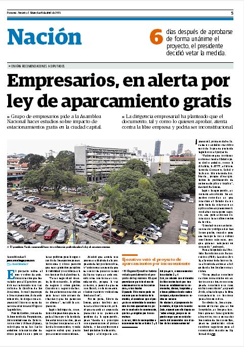 PanamaAmerica's tweet photo. Empresarios, en alerta por ley de aparcamiento gratis. http://t.co/FgIyj4gXnq http://t.co/fKBkcmv4eg