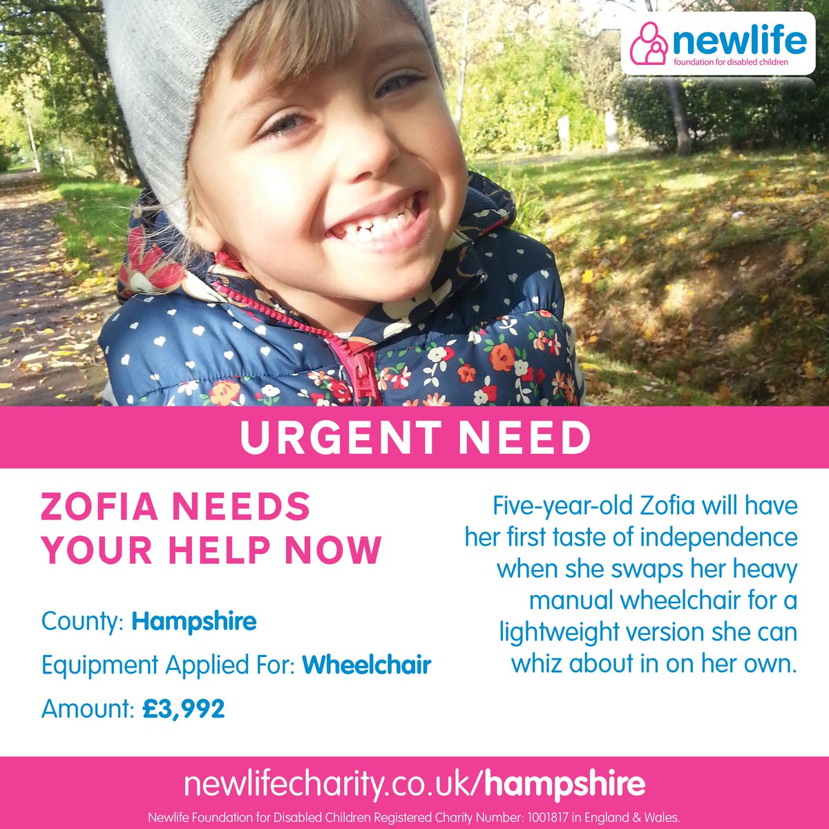 iphill8's tweet image. URGENT NEED! #Hampshire Zofia needs your help now. newlifecharity.co.uk/hampshire  
⊕I-donate-my-voice.For-additional.info/click-the-link…