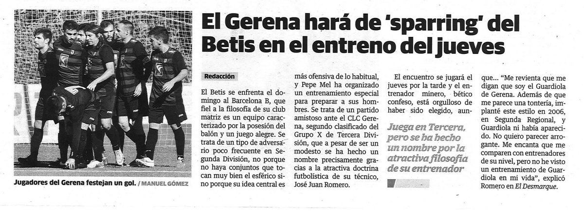 aytodegerena's tweet photo. #Gerena en la prensa: el @CLC_Gerena hará de sparring del Betis en el entreno del jueves. Hoy en el @DecanoDeportivo http://t.co/I25Ib8yNSy