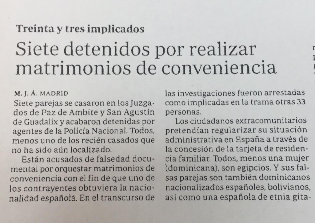 palmelxx's tweet photo. "@josenietobar: Ojo...Los matrimonios de conveniencia no son un chollo. @policia detiene a 7 personas http://t.co/awkwWhOpTt" @umh3053