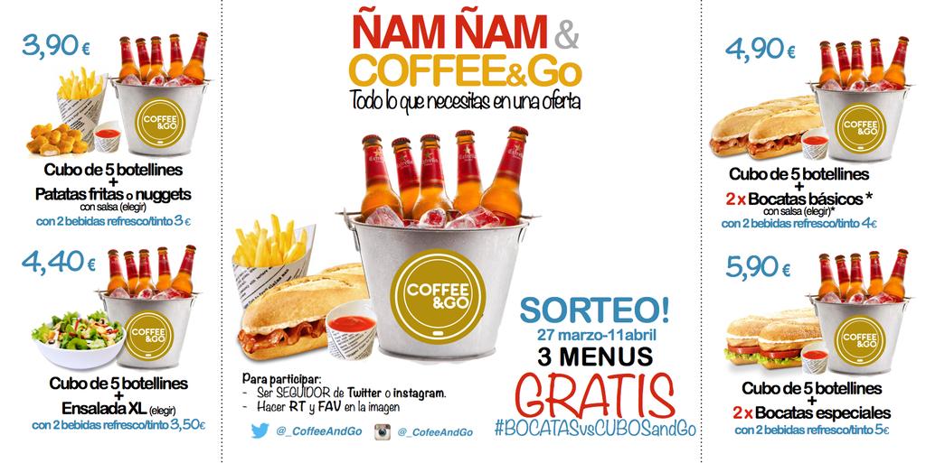 _CoffeeAndGo's tweet photo. #Sorteo #BOCATASvsCUBOSandGo REGALAMOS 3 MENUS!!!! Para participar: ser/hacerse SEGUIDOR y hacer RT y FAV n la imagen http://t.co/u2YmBCF4sU
