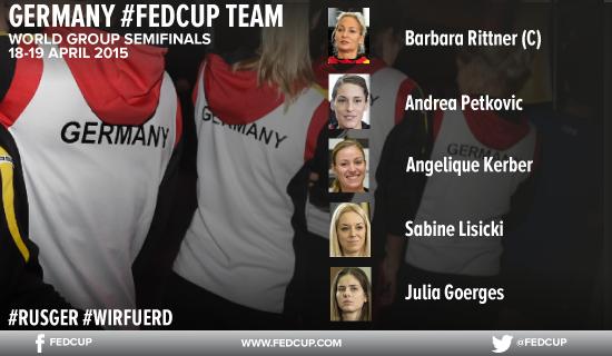 The German team to face Russia in the #FedCup sf is @AndreaPetkovic <a href="/AngeliqueKerber/">Angelique Kerber</a> <a href="/sabinelisicki/">Sabine Lisicki</a> <a href="/juliagoerges/">Jule Goerges✌️🇩🇪</a>