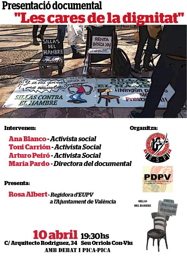paudiazboils's tweet photo. #10A 19:30h presentació del documental "Les cares de la dignitat" @RSPValencia http://t.co/GN0vFMuxSl