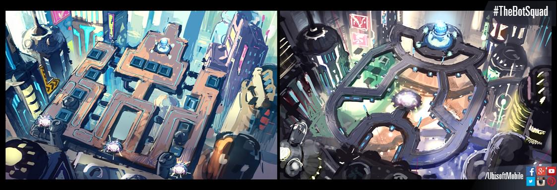 UbisoftMobile's tweet photo. Cities: a concept art for some maps in #TheBotSquad: Puzzle Battles http://t.co/Ndo1KSgZYw