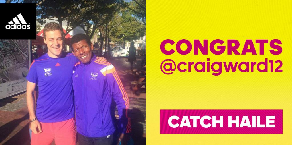 adidasZA's tweet photo. Congratulations to @craigward12 for catching @HaileGebr while he was in CT! #boostTwoOceans http://t.co/feco5AHQGA