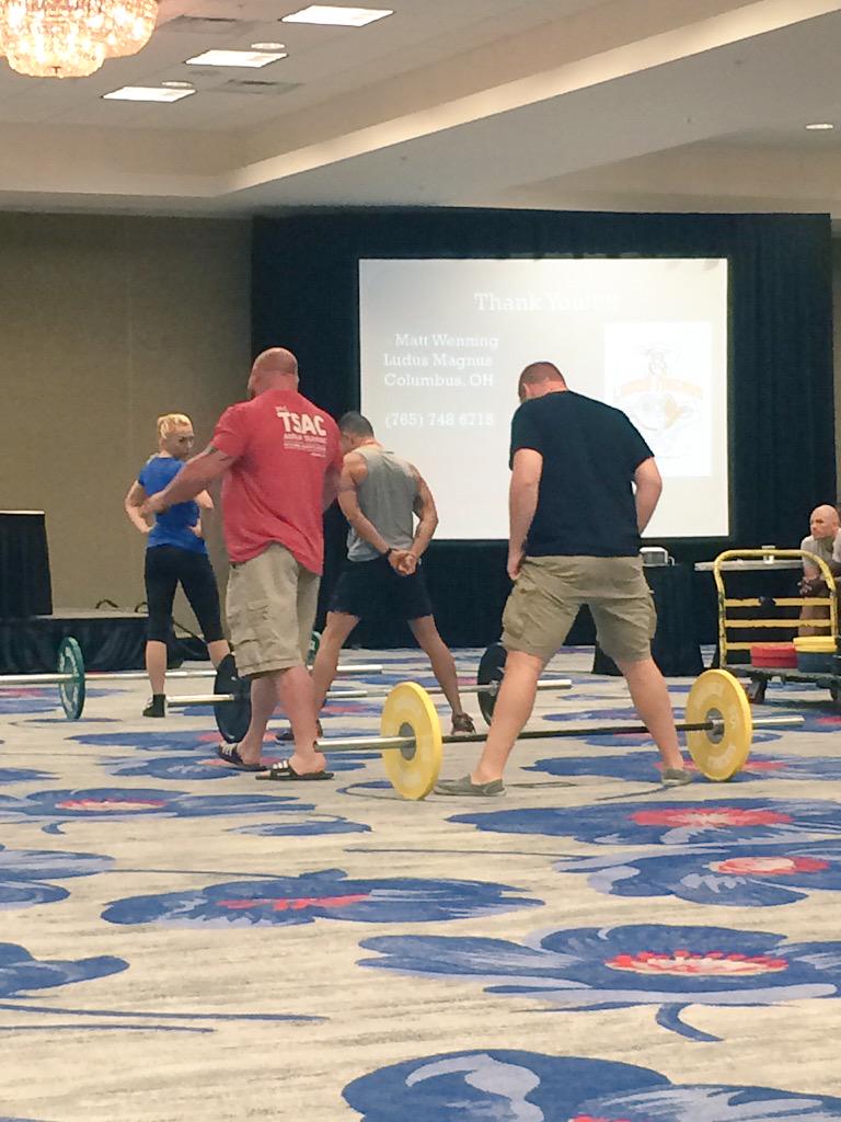 scottcaulfield's tweet photo. @realmattwenning teaching the sumo deadlift @NSCA #TSAC2015 #strength #ludusmagnus #CSCS @elitefts @Elitefts_EduDir http://t.co/FLHWFh9RO7