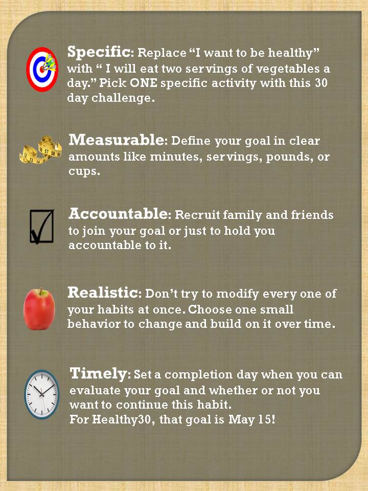 TransformGalv's tweet image. 6 days until the start of Healthy30! What's your SMART goal for the month??