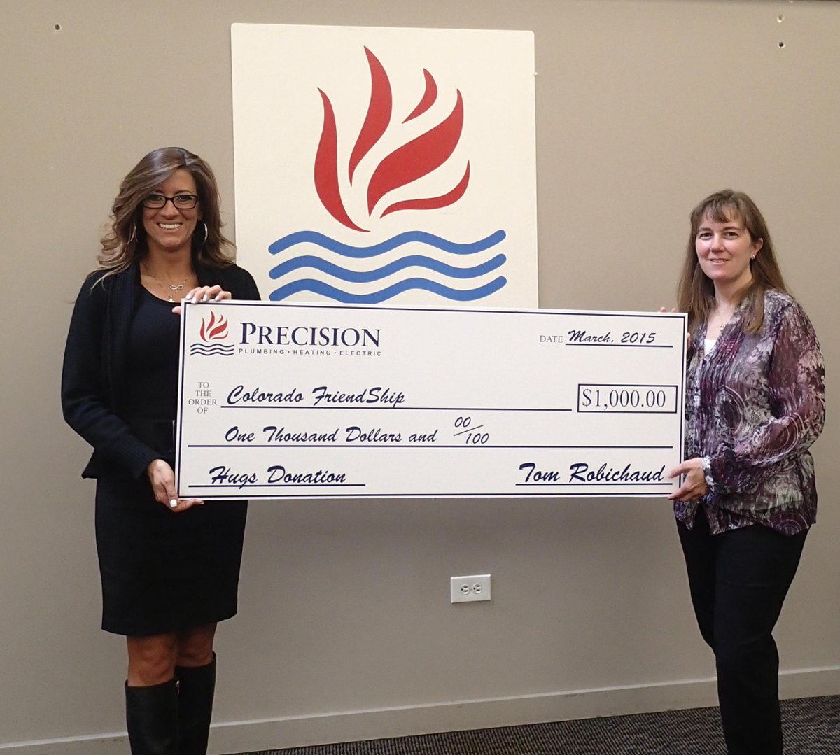 Thanks to <a href="/PrecisionPHCE/">Precision Plumbing</a> for making us your HUGS recipient for the month! We appreciate your support!