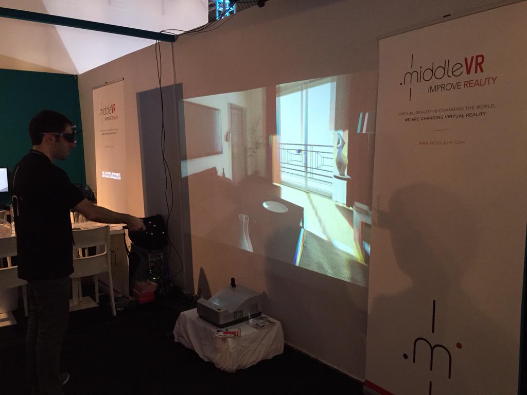 MiddleVR's tweet photo. Our booth at #LavalVirtual2015 !!! @zSpace @oculus @unity3d #ARTracking @Samsungtweets http://t.co/Ji2wN6ITdD