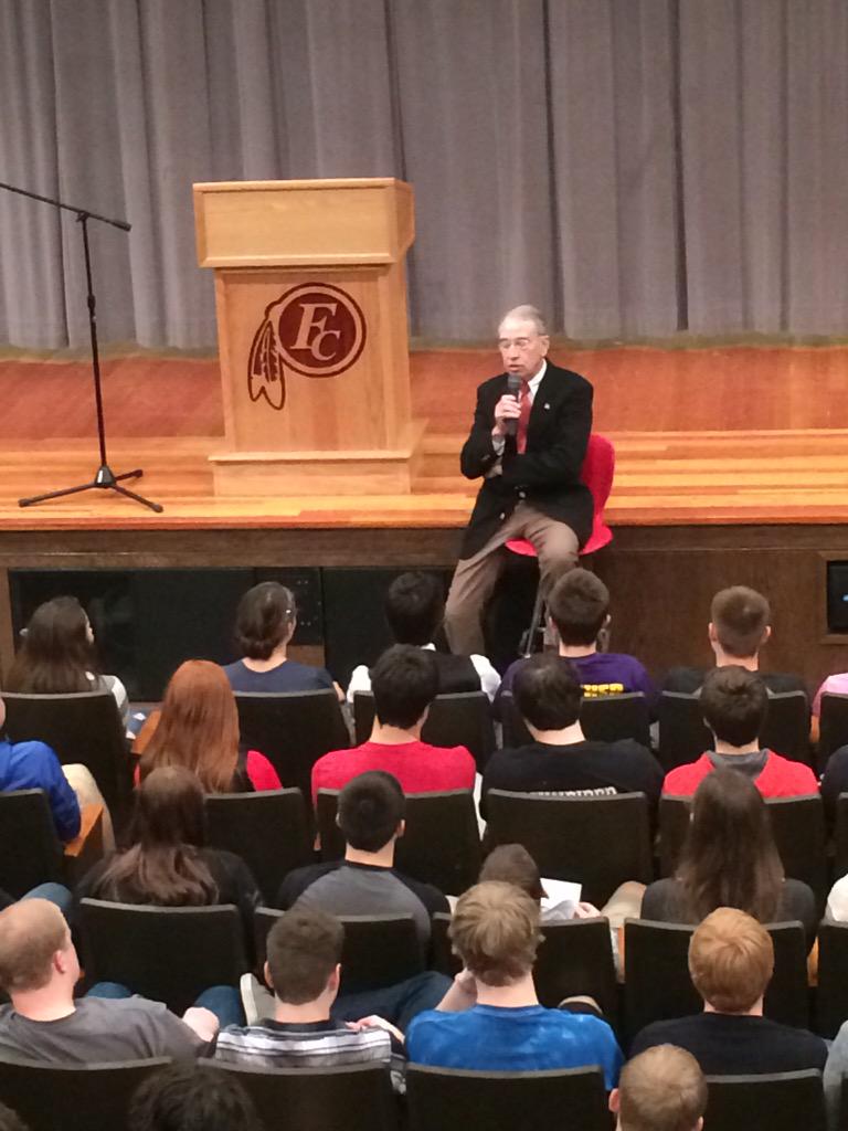MrJenkins1's tweet photo. U.S. Senator Grassley at FCHS. #getinvolvedinpolitics http://t.co/nKEWY4qkit